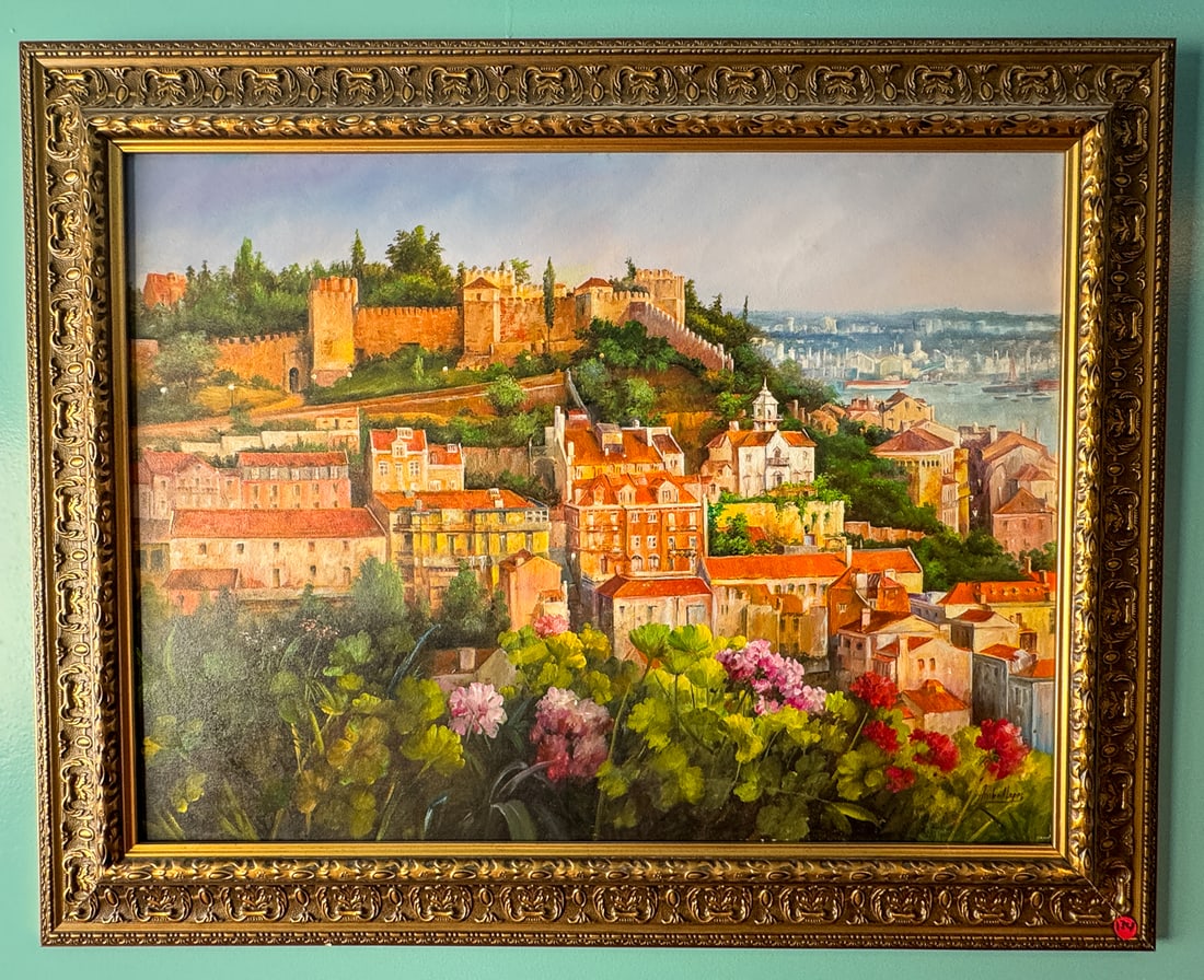IMPRESSIONIST PAINTING IN GOLD GILT FRAME BY ANNIBAL LAPES, 29" X 31" (1 of 5)