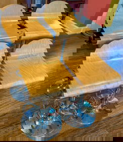 4 CONTEMPORARY BAR STOOLS, 38" T