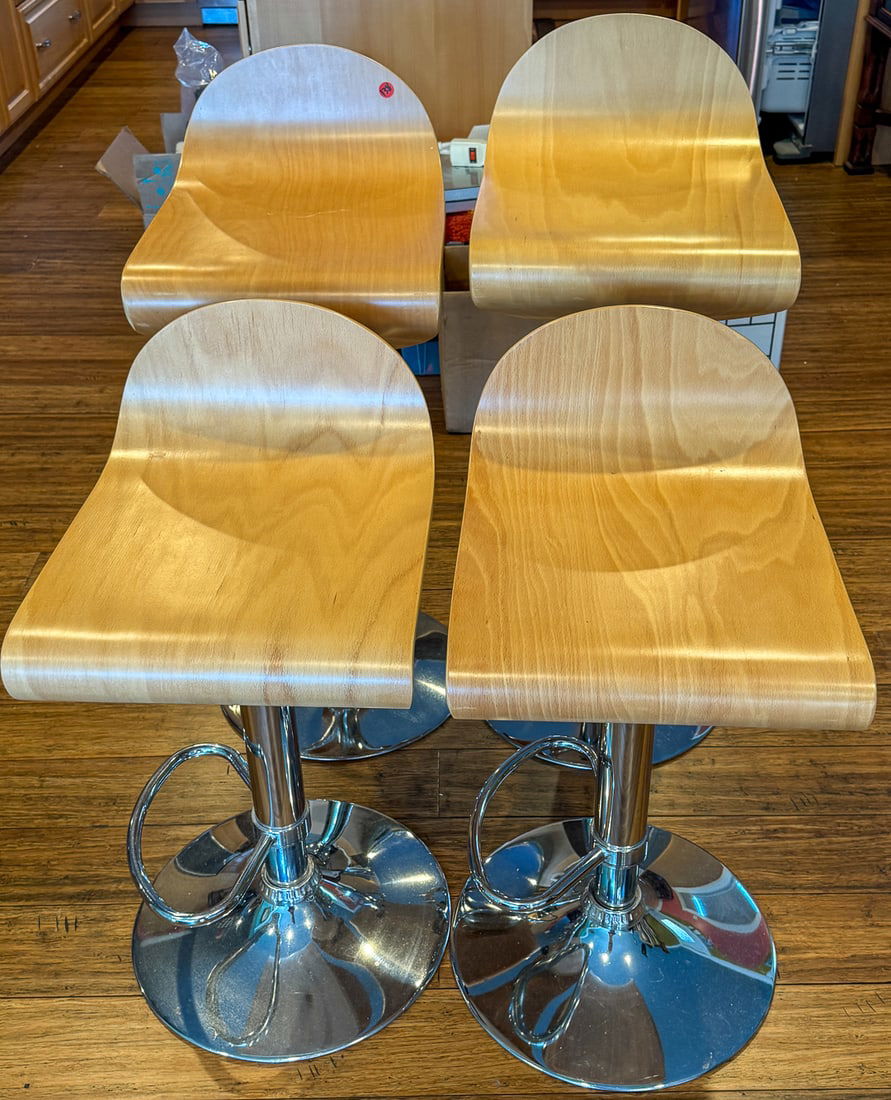 4 CONTEMPORARY BAR STOOLS, 38" T - 4
