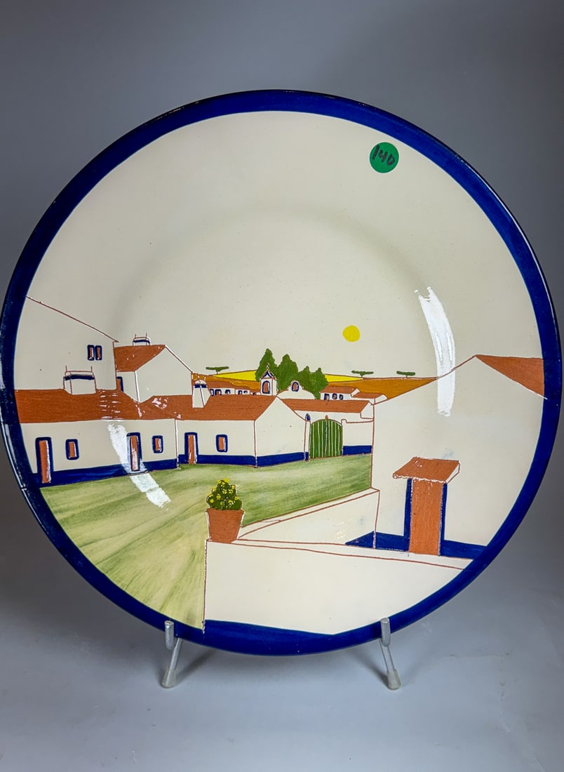 REDWARE LARGE HANDMADE PORTUGUESE CHARGER, 15" DIAMETER: REDWARE LARGE HANDMADE PORTUGUESE CHARGER, 15" DIAMETER