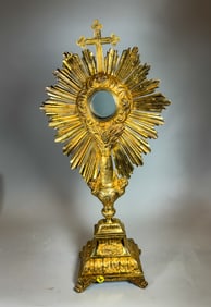 GILDED SILVER MONSTRANCE, 25" X 13" X 7"