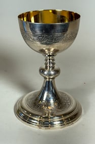 STERLING SILVER COMMUNION CUP, 7" X 5"