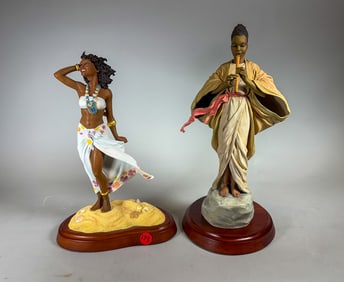 2 LARGE THOMAS BLACKSHEAR EBONY VISIONS FIGURES, 13" AND 12"