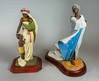 2 LARGE THOMAS BLACKSHEAR EBONY VISIONS FIGURES, 12.5" X 9.5" AND 12" X 5"