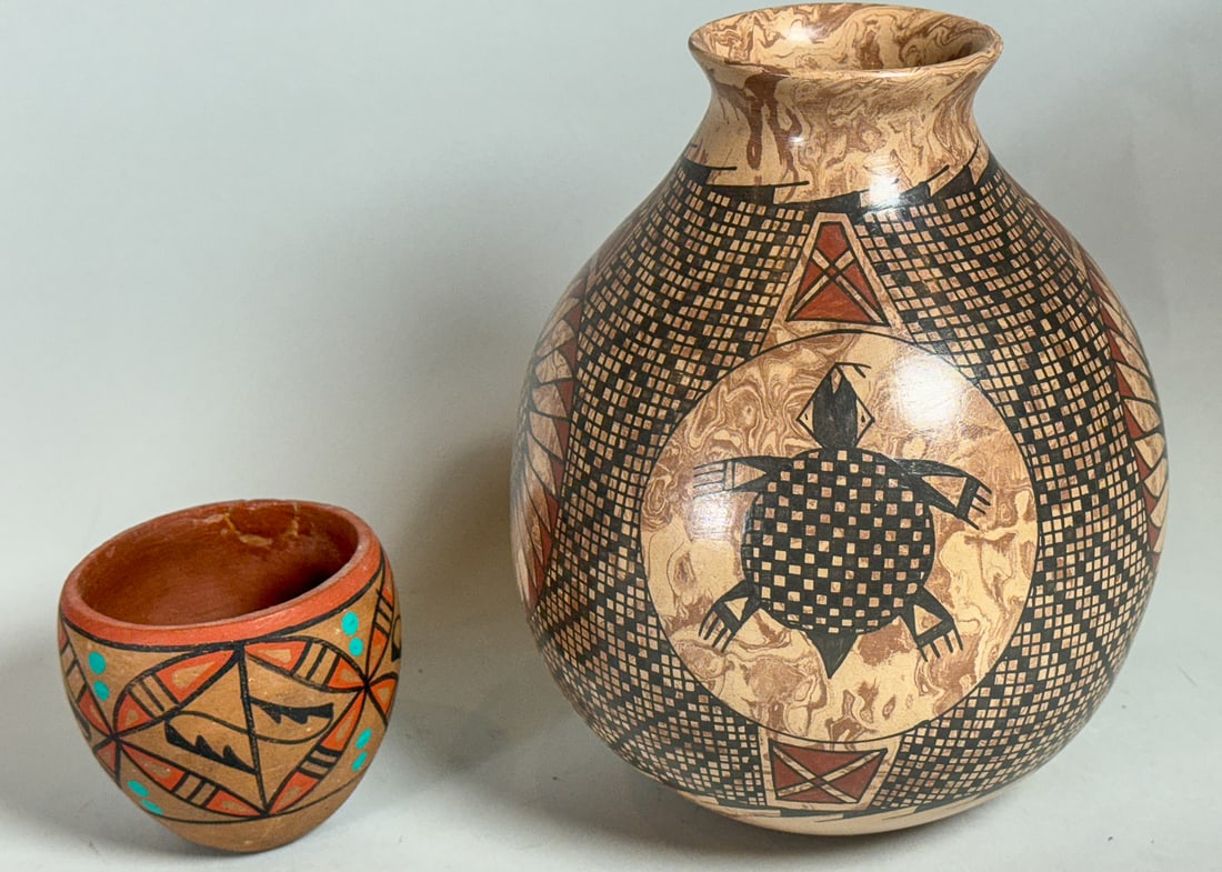 LISA OVIZ POT AND ANOTHER POT, 9" X 6" AND 3.5" X 3": LISA OVIZ POT AND ANOTHER POT, 9" X 6" AND 3.5" X 3"