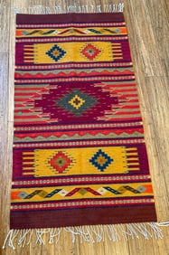 MEXICAN WOVEN RUG, 31" X 61"