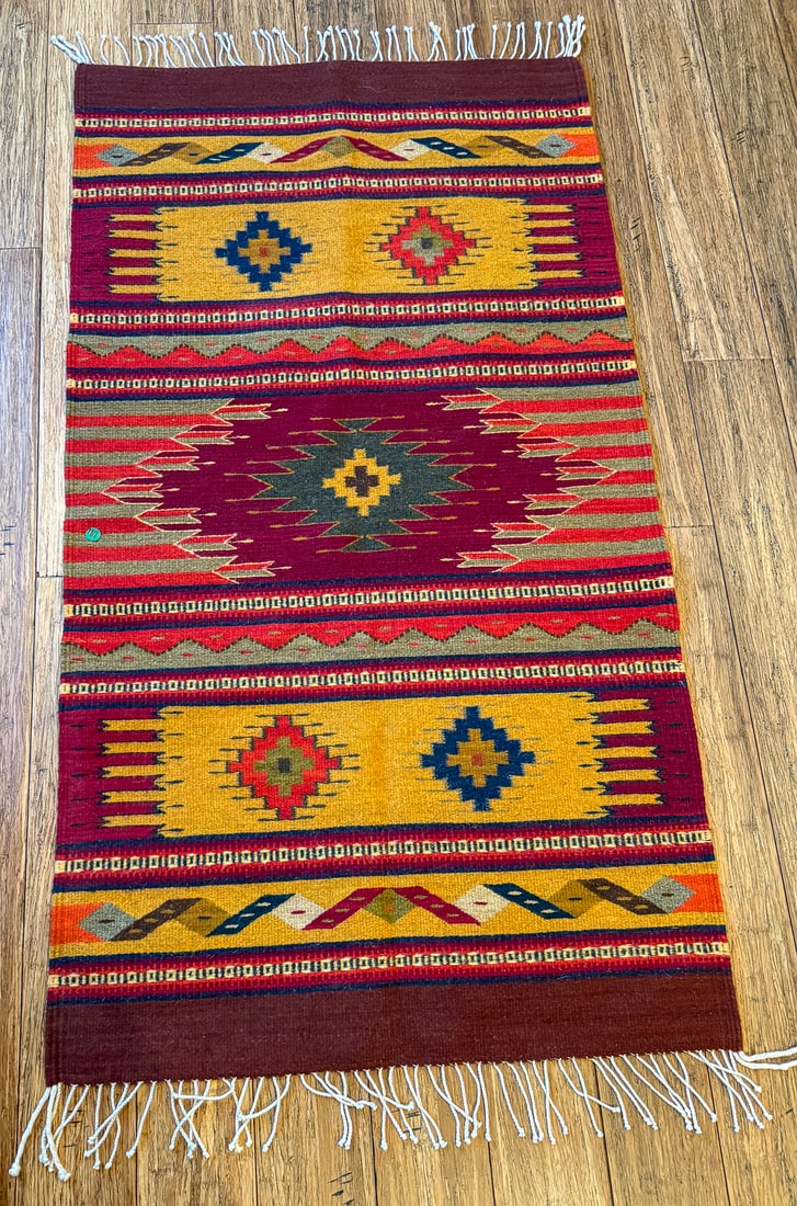 MEXICAN WOVEN RUG, 31" X 61" (1 of 2)