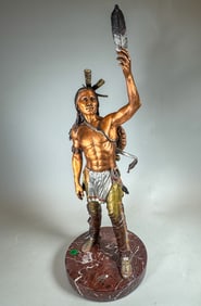 CHRISTOPHER PARDELL LEGENDS NATIVE AMERICAN BRONZE FIGURE, 25" X 10"
