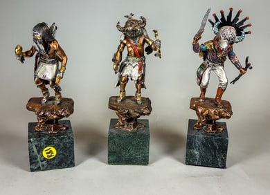 3 CHISTOPHER PARDELL LEGENDS BRONZE KUCHINAS, 9" AND SMALLER