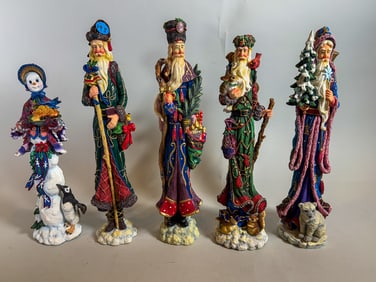 5 LENNOX CHRISTMAS SANTAS, 27.5" X 22.5"