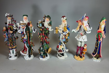 6 LENNOX CHRISTMAS SANTAS, 13" AND SMALLER
