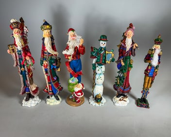 5 LENNOX CHRISTMAS SANTAS, 13" AND SMALLER
