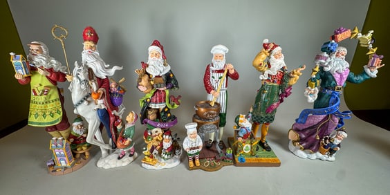 5 LENNOX CHRISTMAS SANTAS, 13.5" AND SMALLER