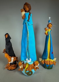 3 LARGE GREEK POTTERY FIGURINES BY CABRAL MONCADA, 22.5" AND SMALLER