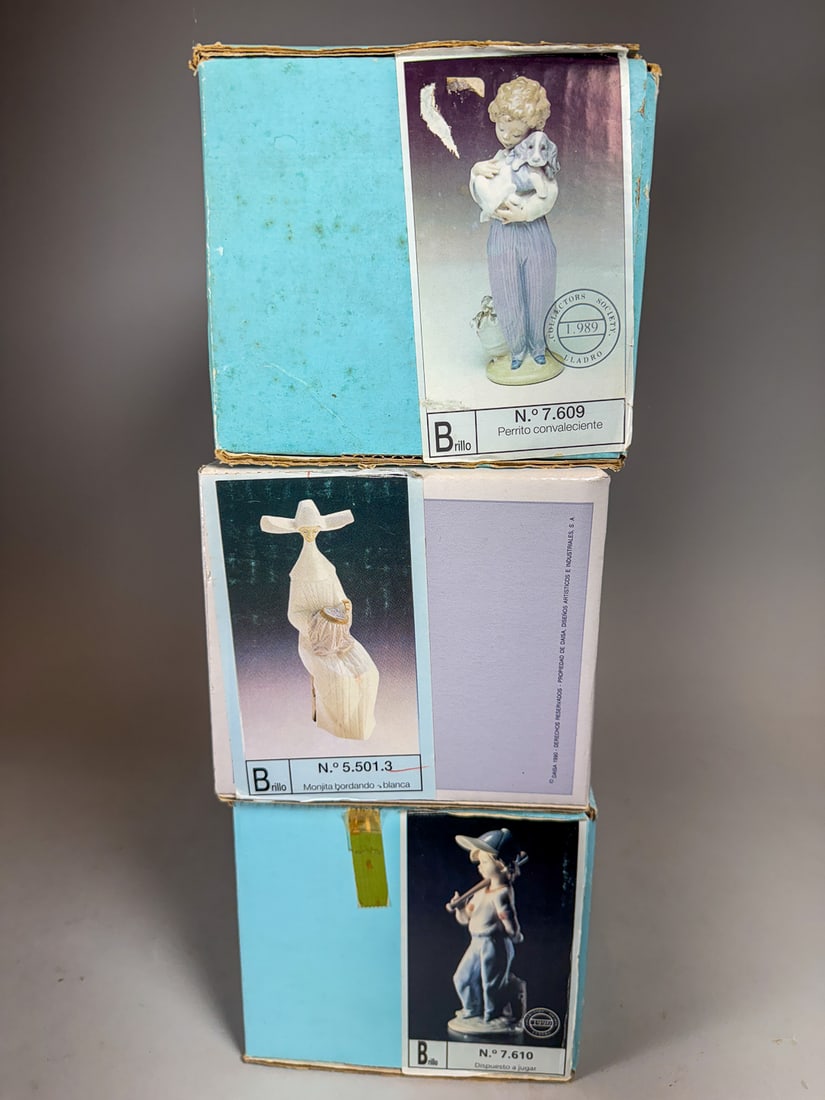 3 LLADROS IN BOXES, 9" AND SMALLER: 3 LLADROS IN BOXES, 9" AND SMALLER