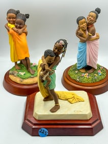 3 THOMAS BLACKSHEAR FIGURALS GROUPS, CHILDREN HUGGING. 13" X 8" X 12" AND SMALLER