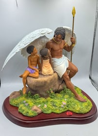 THOMAS BLACKSHEAR  FIGURAL GROUP, ANGEL WITH CHILDREN. 13" X 10" X 15"