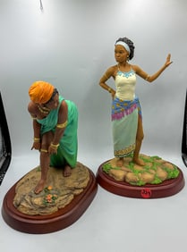 2 THOMAS BLACKSHEAR FIGURAL GROUP OF WOMEN FLIRTING, 5" X 12" AND 5" X 10"