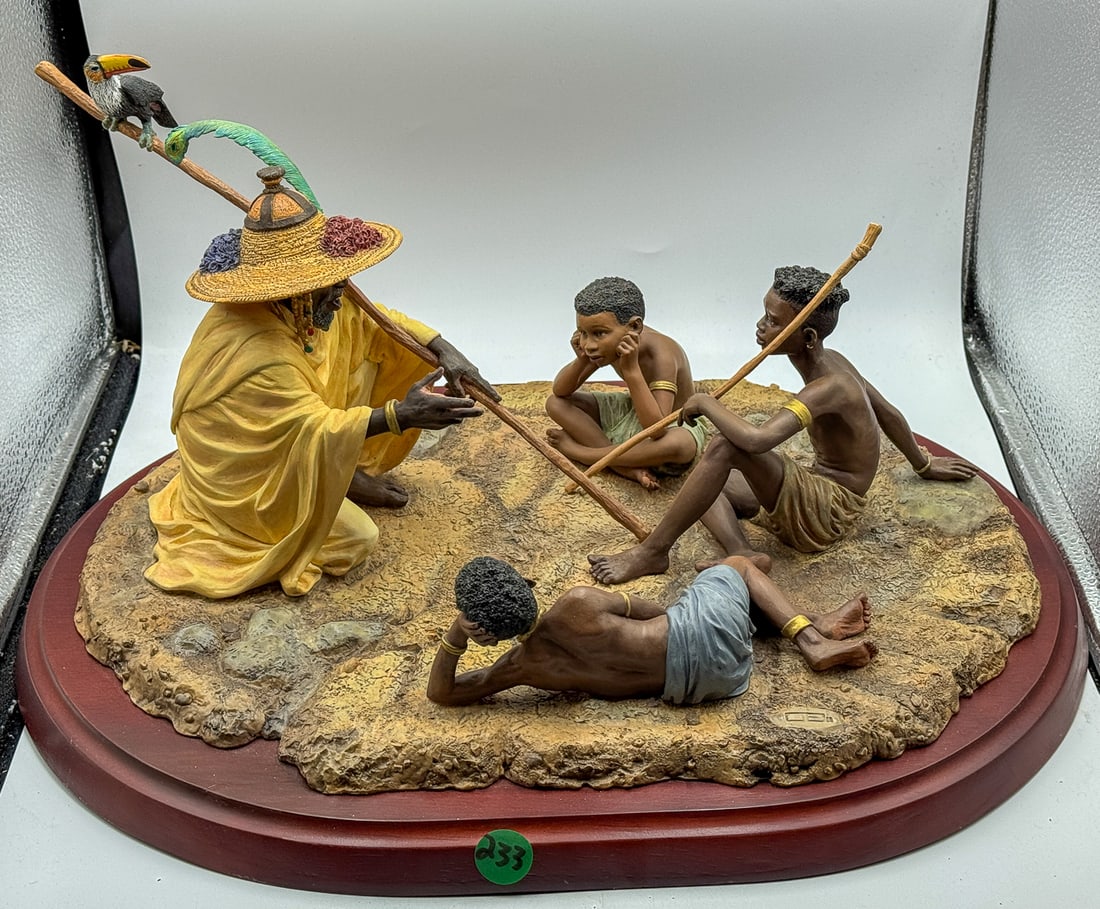 THOMAS BLACKSHEAR FIGURAL GROUP "THE STORYTELLER" 10" X 15" X 13": THOMAS BLACKSHEAR FIGURAL GROUP "THE STORYTELLER", 10" X 15" X 13"