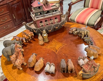 DEBRECHK NOAHS ARK W/ ANIMALS, 24" X 10" X 17"