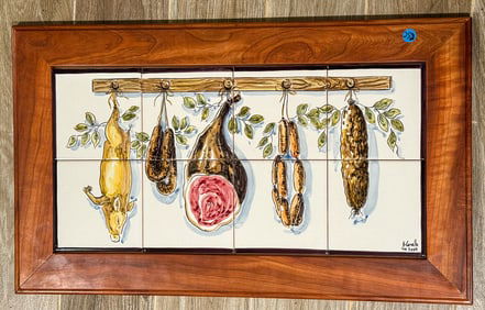 FRAMED TILE PLAQUE GAME, 28" X 17"