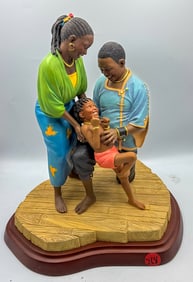 THOMAS BLACKSHEAR EBONY VISIONS FIGURAL GROUP, 11" X 9" X 9"