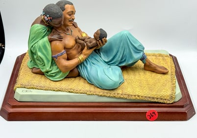 THOMAS BLACKSHEAR EBONY VISIONS FIGURAL GROUP, 13" X 8" X 6"