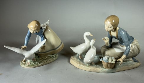 2 LLADROS, 7" X 9" X 4" AND 5.5" X 6" X 4"