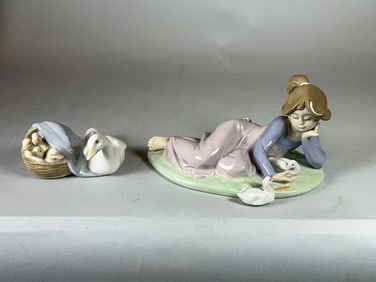 2 LLADROS, 7" X 4" AND 4" X 3"