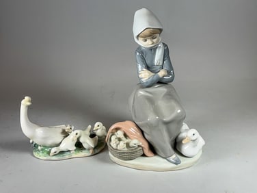 2 LLADROS, 8" AND 4"