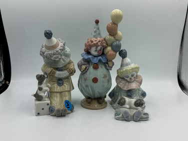 3 LLADRO CLOWNS, 7.5" AND SMALLER