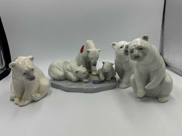 4 LLADRO POLAR BEARS, 7" AND SMALLER