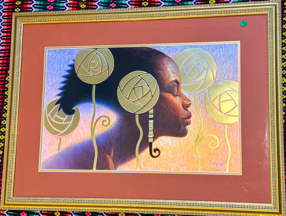 THOMAS BLACKSHEAR EBONY VISIONS PRINT, 34" X 25" FRAMED AND 23.5" X 15.5" SIGHT: THOMAS BLACKSHEAR EBONY VISIONS PRINT, 34" X 25" FRAMED AND 23.5" X 15.5" SIGHT
