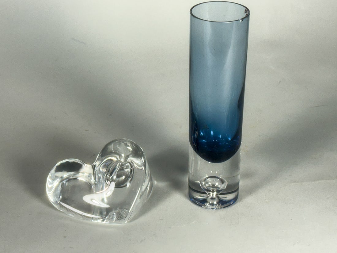 TAPIO WIRKKALA VASE AND PAPERWEIGHT, 7.5" AND 4" X 3": TAPIO WIRKKALA VASE AND PAPERWEIGHT, 7.5" AND 4" X 3"