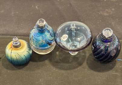 4 ART GLASS PERFUMES, 5.5" AND SMALLER