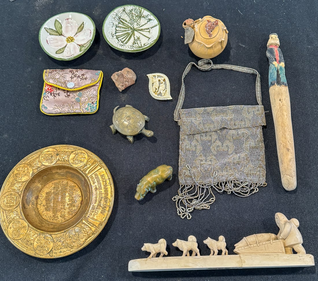 DECORATIVE ITEM GROUP INCLUDES BRASS ASHTRAY, 8" AND SMALLER (1 of 12)