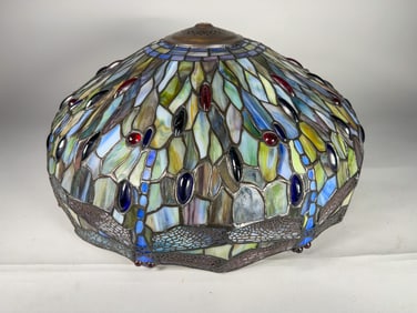 TIFFANY STYLE DRAGONFLY CIELING LAMP, 29" X 13"