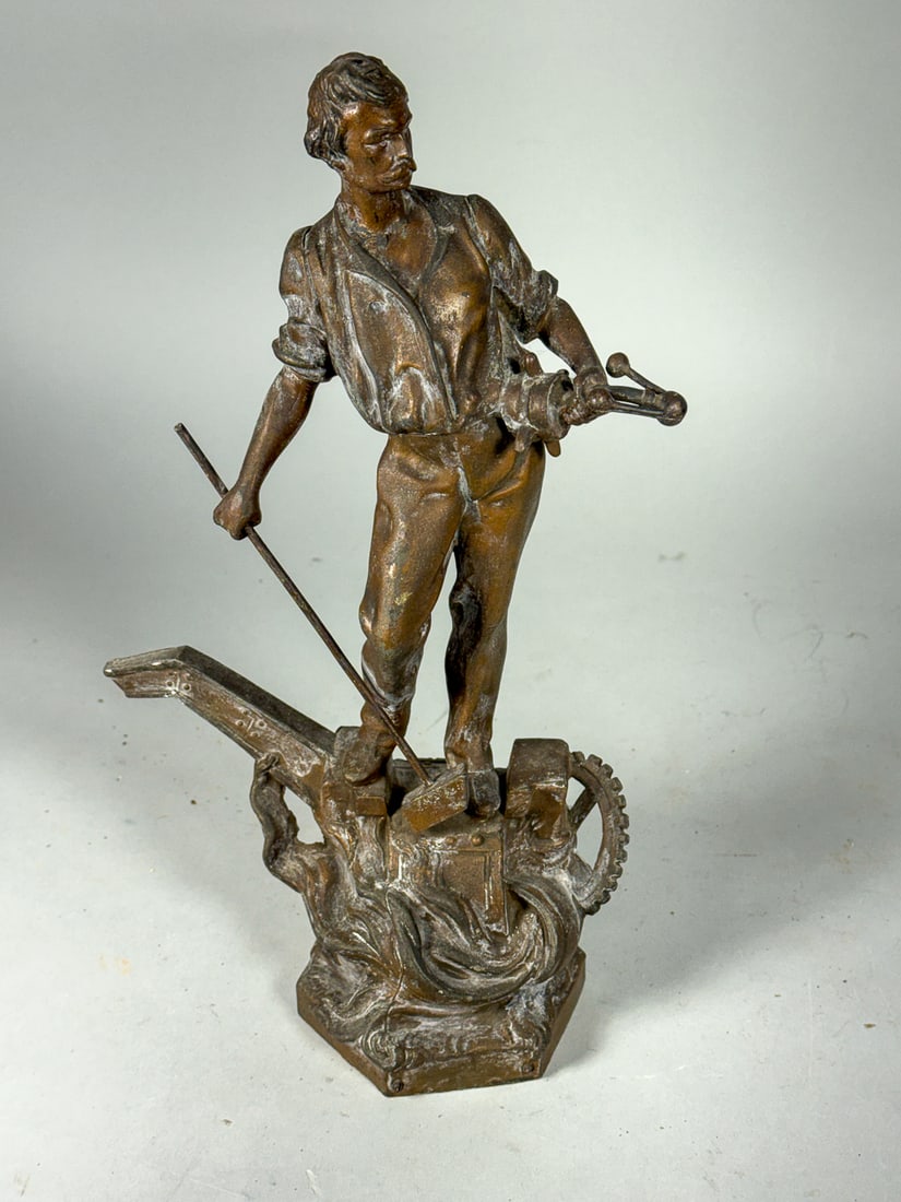 ART DECO INDUSTRIALIST BRONZE FIGURE, 13" TALL (1 of 4)