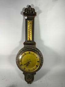 1940S BRONZE/BRASS BAROMETER, 32" X 11"
