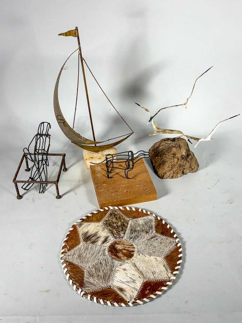 5 MCM METAL, STONE AND WOOD SCULPTURES, 12" X 9" X 6" AND SMALLER (1 of 4)