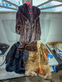 3 VINTAGE FUR COATS, XXL