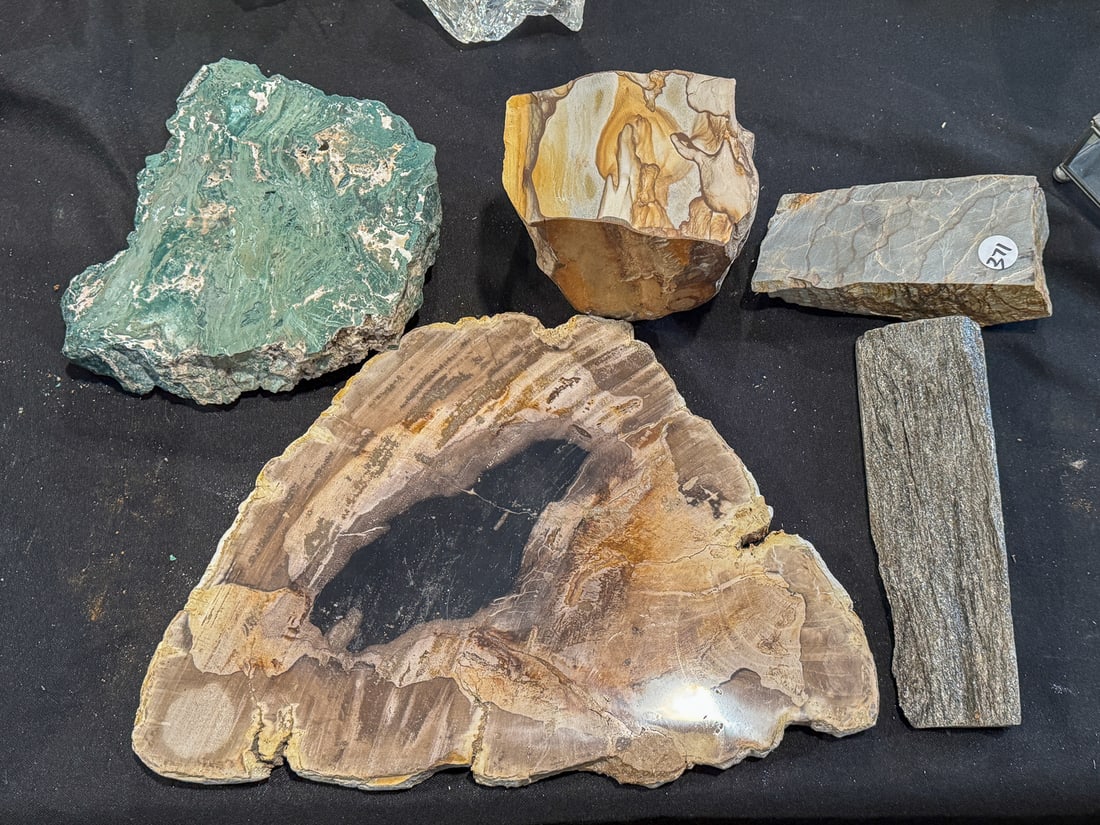 PETRIFIED WOOD AND MINERAL LOT, 14" X 9" AND SMALLER: PETRIFIED WOOD AND MINERAL LOT, 14" X 9" AND SMALLER