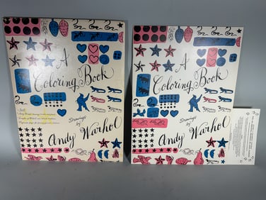 ORIGINAL 1990 FIRST EDITION ANDY WARHOL COLORING BOOK W/ SLEEVE, 20" X 15"