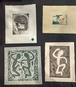 5 ABSTRACT ETCHINGS BY JILL SAYBOLT KLEIN, 10" X 12" AND SMALLER