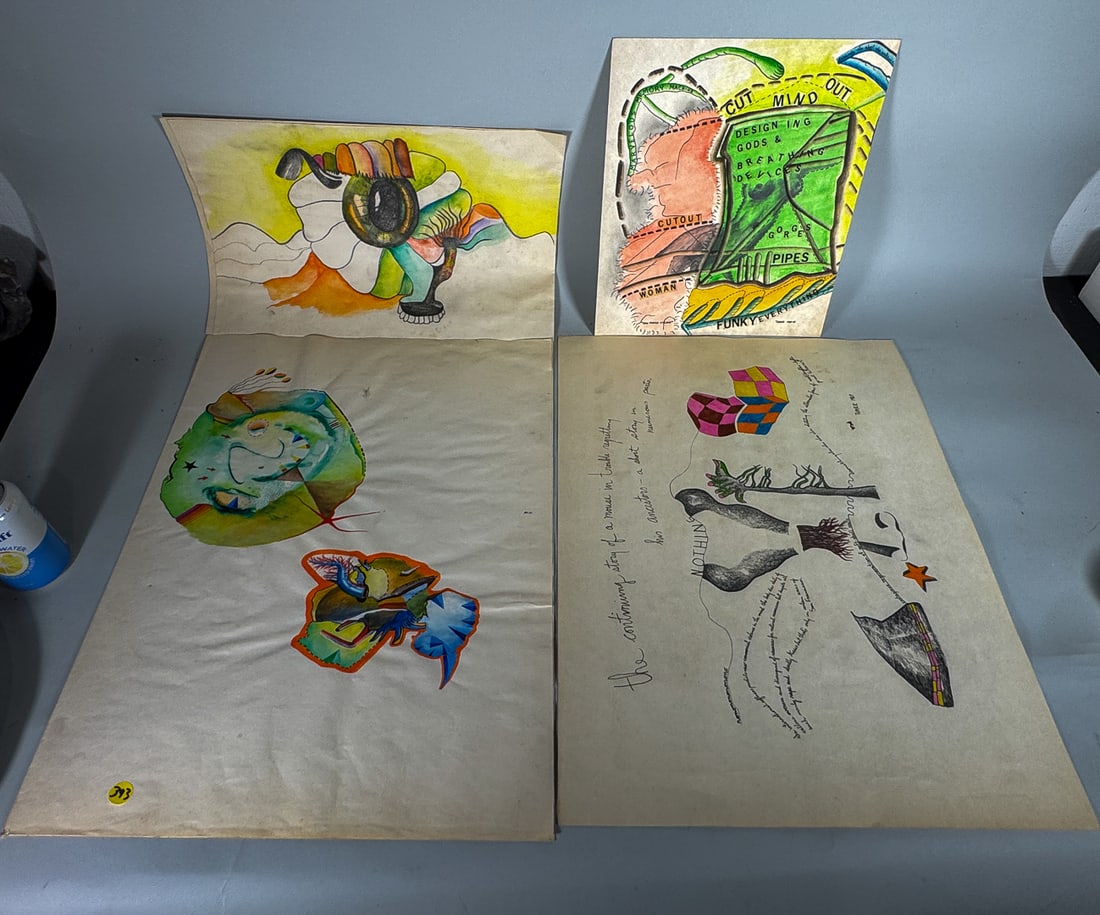 3 WILLIAM THAYER ABSTRACT INK AND WATERCOLOR, 12" X 17" AND SMALLER (1 of 5)