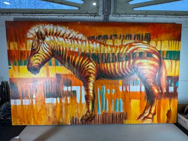 LARGE ZEBRA PAINTING, 36" X 60"