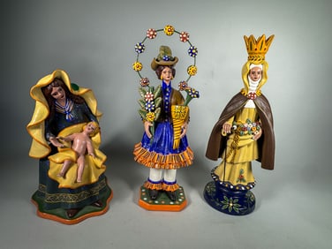 3 LA CAGE ESTREMOZ POTTERY FIGURES