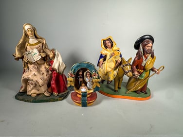 3 LA CAGE ESTREMOZ POTTERY FIGURES