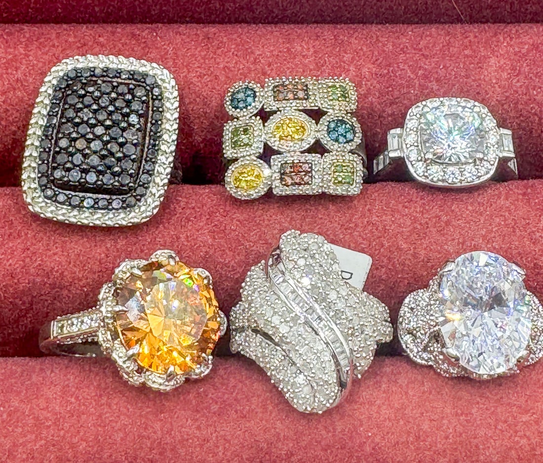 6 STERLING SILVER GEMSTONE RINGS (1 of 1)