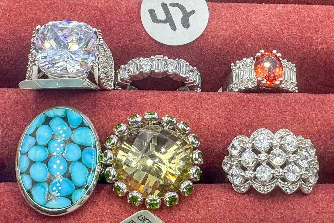 6 STERLING SILVER GEMSTONE RINGS (1 of 1)